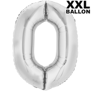 Folienballon Zahl 0 silber gloss (86cm)