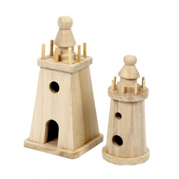 Leuchtturm aus Holz (2 Stück)