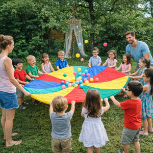 Buntes Schwungtuch (Verleih)